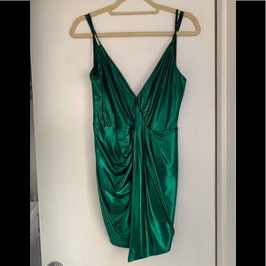 Green shimmery mini dress